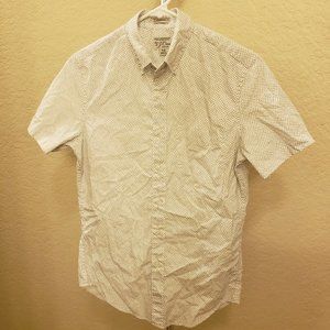 XS J. Crew Patterned White Short Sleeve Shirt